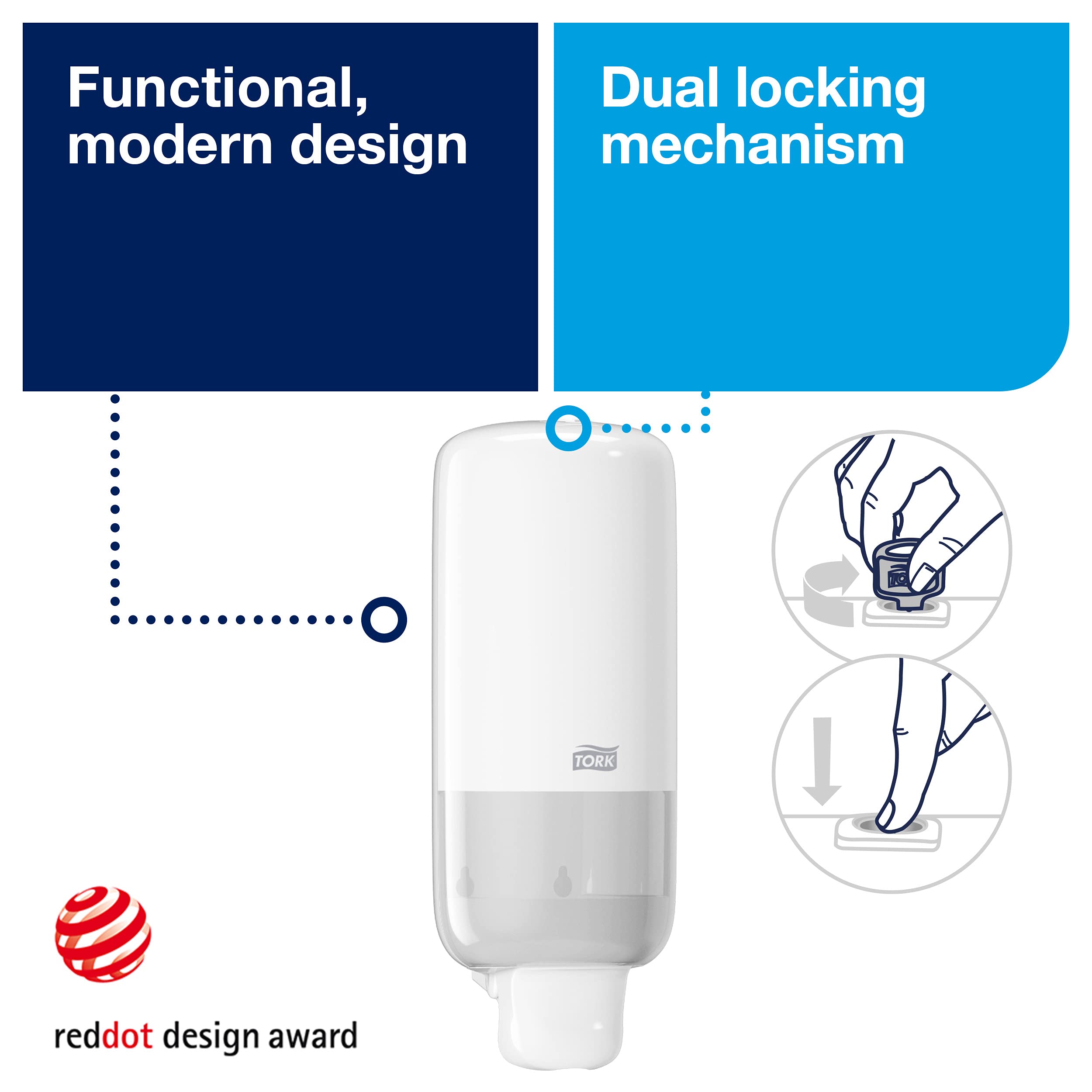 Tork Singlefold/C-Fold Hand Towel Dispenser 553000 - H3 Paper Towel Dispenser - Slim, One-at-a-Time Dispensing, White