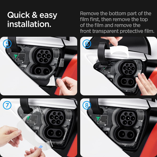 Spigen Tesla Model 3 2021-2023 and Y (~2024) Protective Film and Wrap Set Charge Port, Premium Design, Designed for Tesla Accessories - Zero One Edition