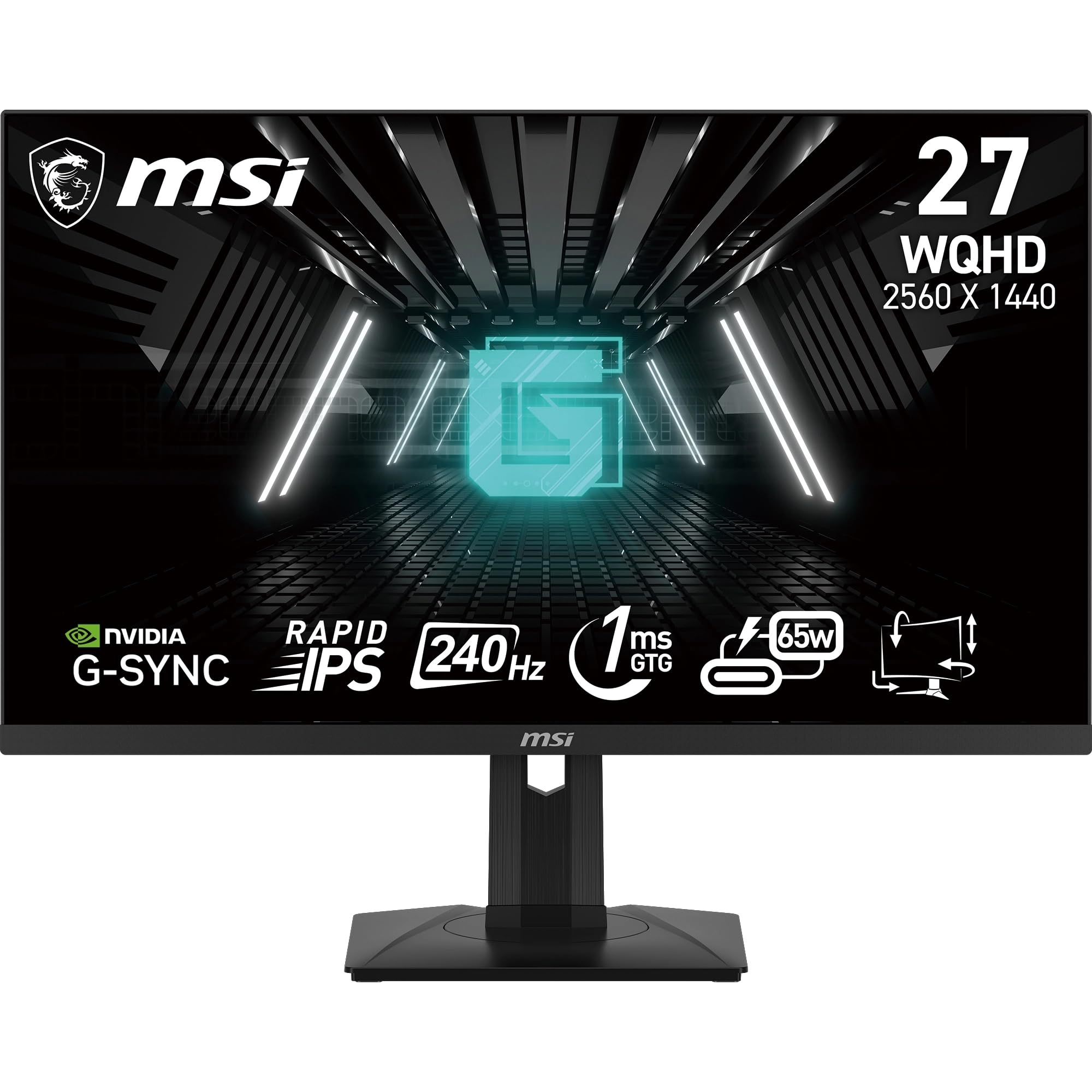 MSI G274F 27 Inch FHD Gaming Monitor - 1920 x 1080 Rapid IPS Panel, 180 Hz / 1ms, 134% sRGB Colour Gamut / G-SYNC Compatible- DP 1.2a, HDMI2.0 CEC
