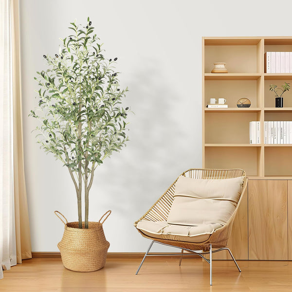 Alupssuc 5FT Artificial Olive Tree with Lifelike Leaves, Indoor Outdoor Faux Olive Tree for Home, Living Room, Bedroom, Balcony, Corner, Office,