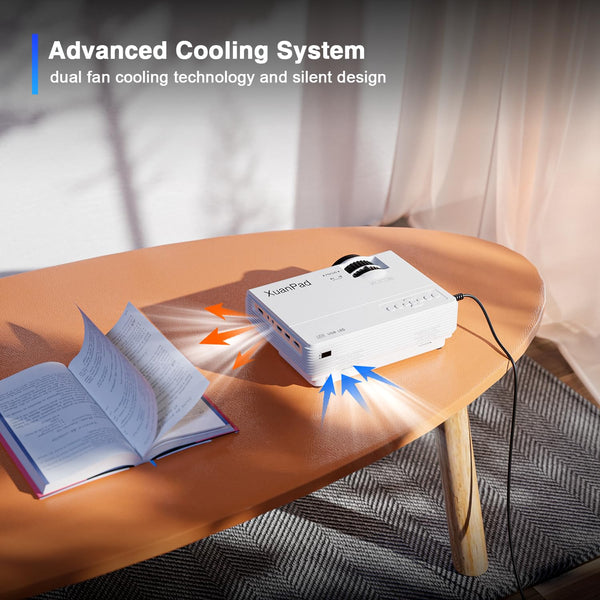 XuanPad Mini Projector, 2025 Upgraded 14000L Portable Video Home Projector, HD 1080P Supported, Compatible with TV Stick, HDMI, USB, AV, Laptop, iPhone, Android Smartphone