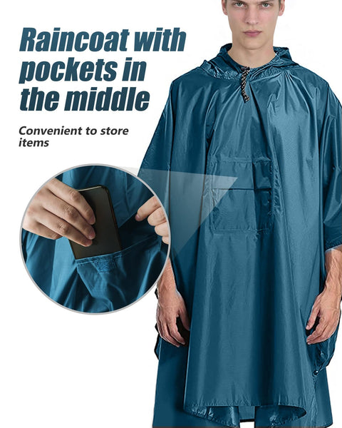 Victoper Waterproof Poncho Adult, Reusable Rain Poncho Adult Waterproof Poncho Waterproof Adult Lightweight Waterproof Raincoat for Outdoor Hiking Camping Cycling Traveling