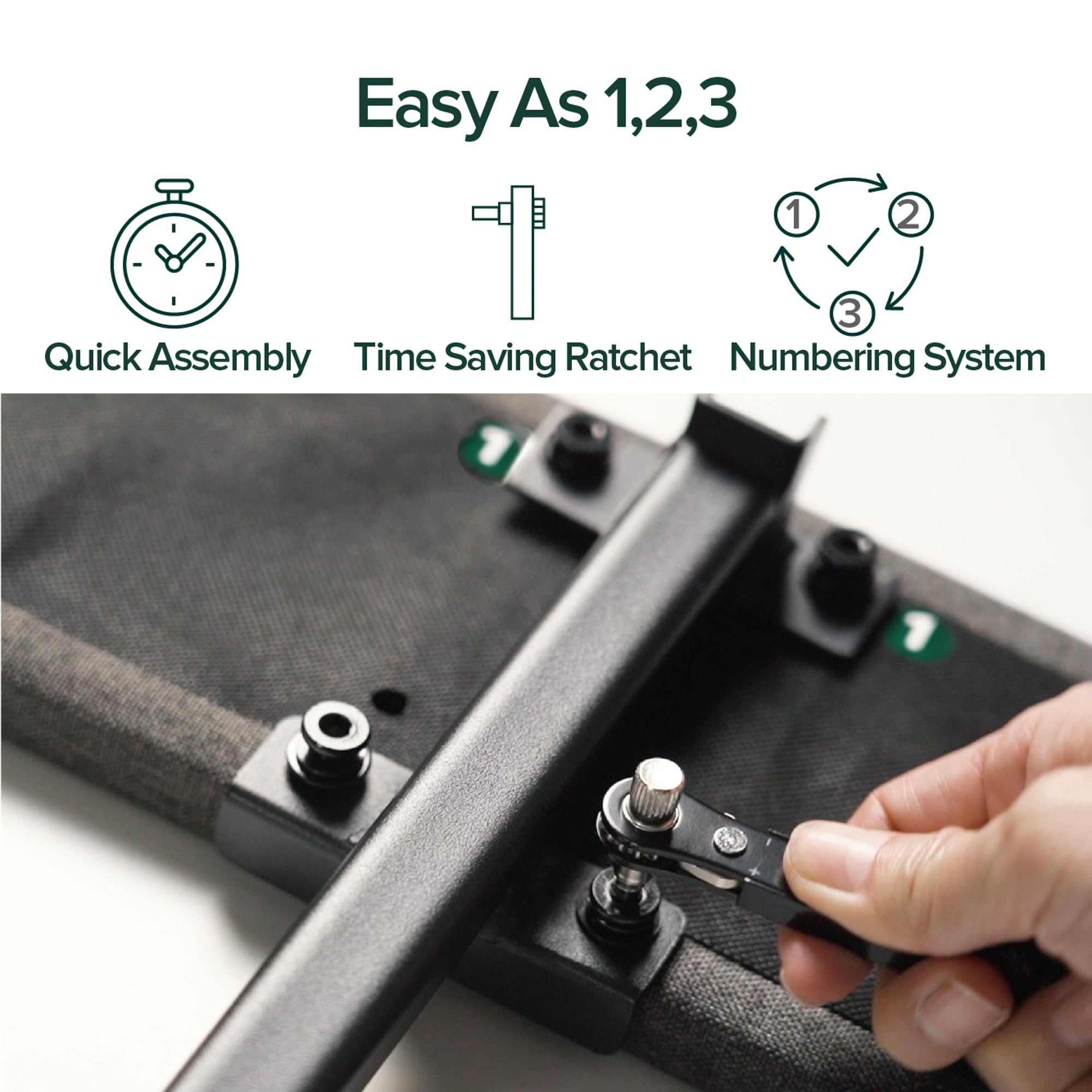 Zinus Evelyn Double Bed frame - Bed 135x190 cm - 25cm Height - Upholstered Bed frame with Wide Wingback Headboard - Dark Grey