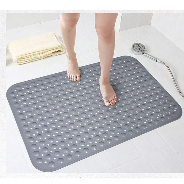 Bathsafe Extra Wide 90x60CM Non-Slip Soft Bath Mat Anti Slip TPR Shower Mat with Strong Suction Cups Non Skid Mats for Bathroom Toilet Hotel,