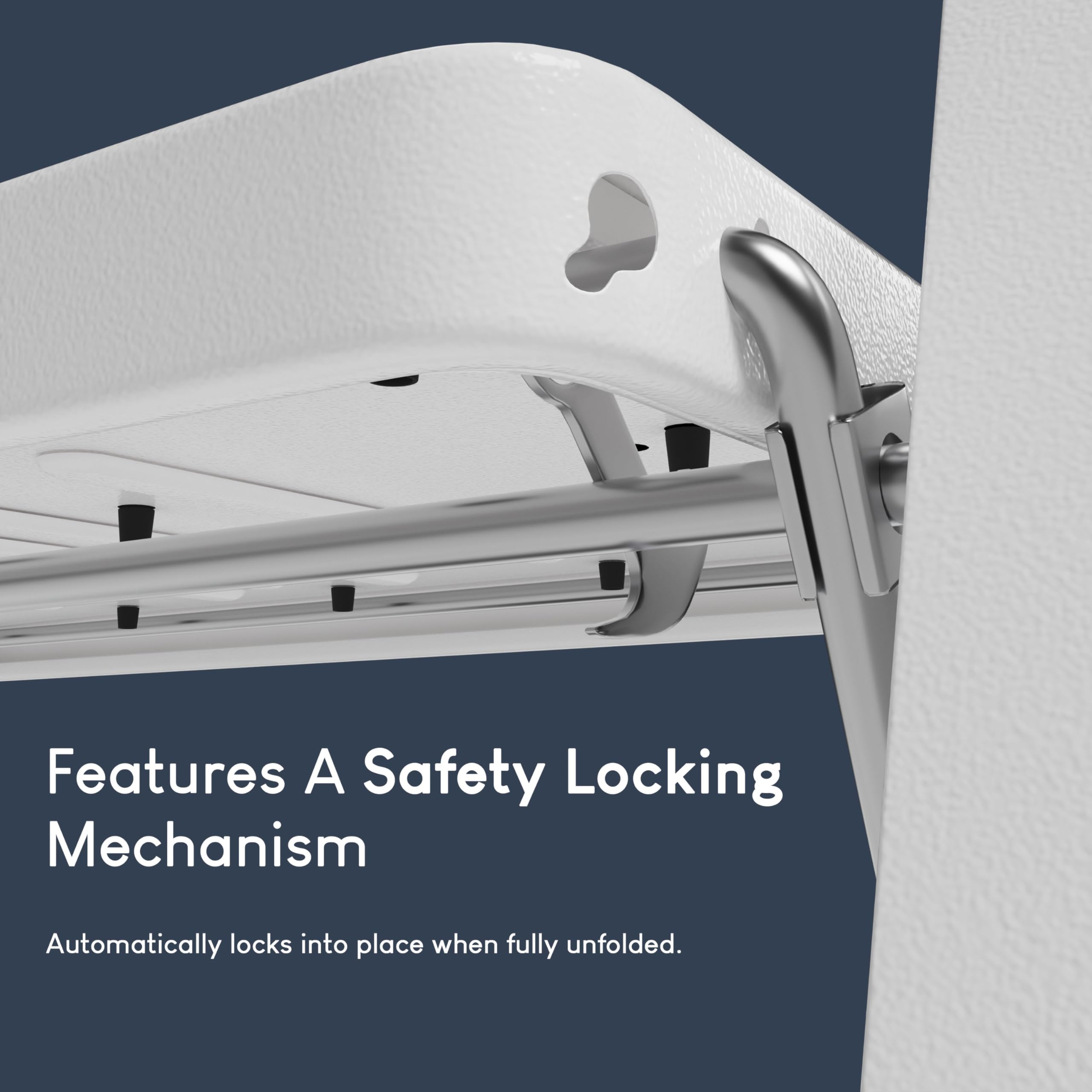 Home Vida 3 Step Ladder - Heavy Duty Steel Folding Ladder with Slip-Resistant and Wide Steps, Folding Mechanism, 150kg Max Load, Home/Kitchen/DIY/Garden Use, White