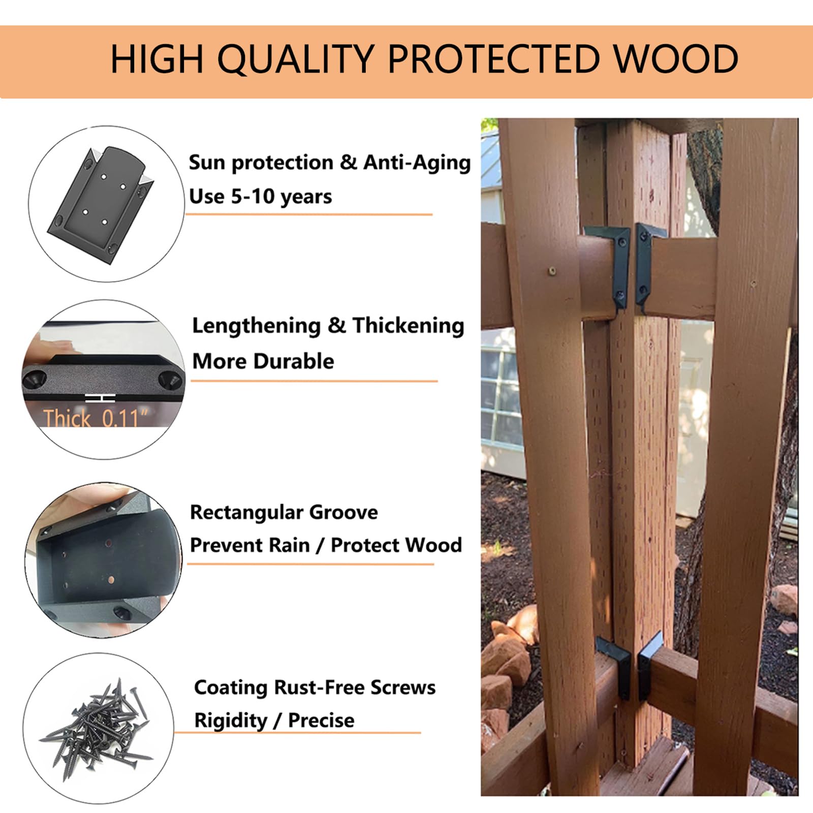 Fence Post Repair Spike - 2 Pack Heavy Duty Fence Post Support Ground Spike for Tilted or Broken Wooden Fence Posts, Durable Garden Fencing Solution