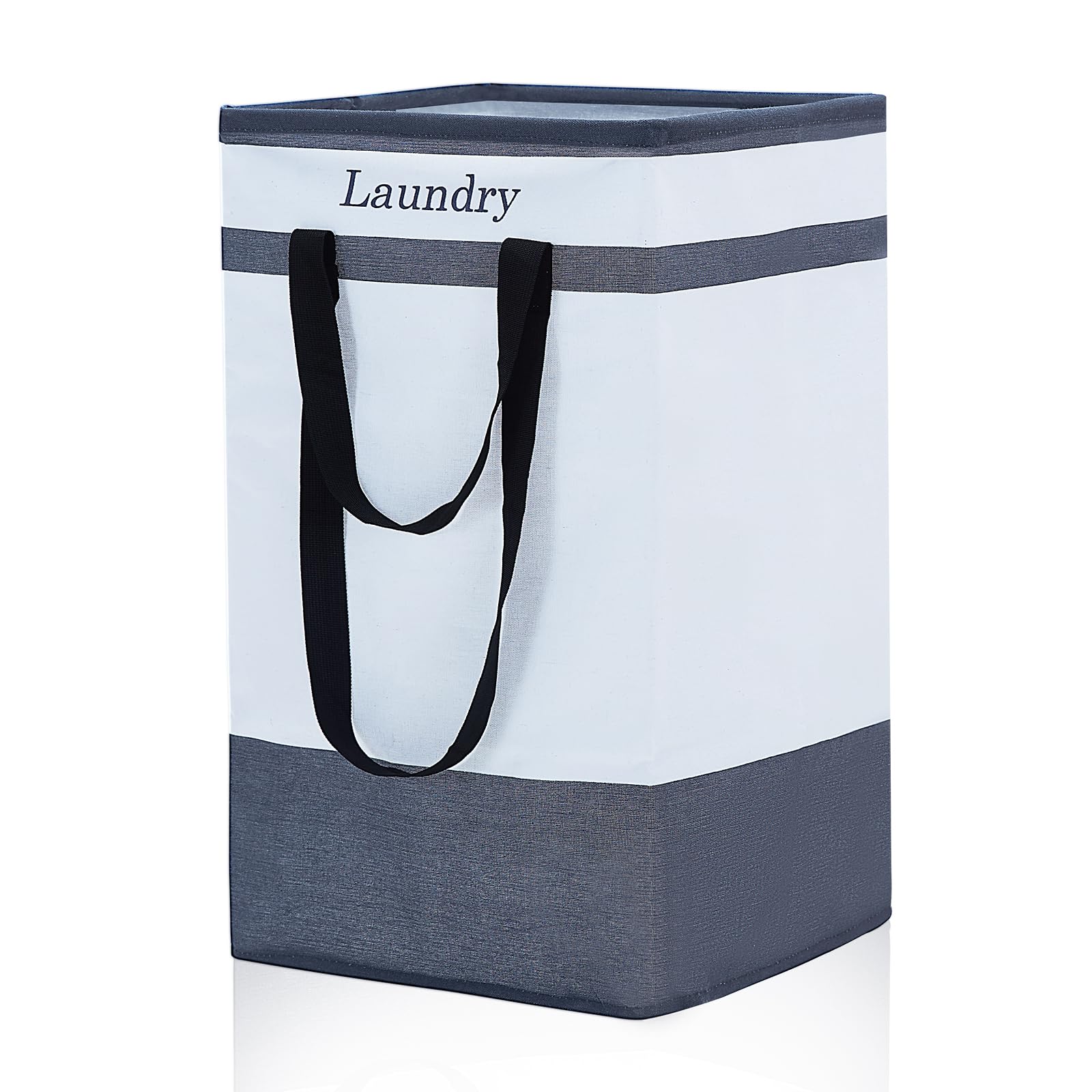 ROSOS Collapsible Foldable Hamper - Extended Double Handle, 80 L Laundry Basket for Bedroom Bathroom Dorm Storage - 1 Pack, Black