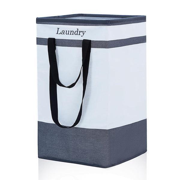 ROSOS Collapsible Foldable Hamper - Extended Double Handle, 80 L Laundry Basket for Bedroom Bathroom Dorm Storage - 1 Pack, Black