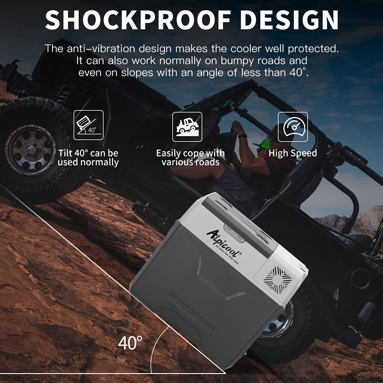 Alpicool CX50 50L Compressor Car Refrigerator, Portable Camping Fridge DC 12v Freezer for Truck, Campervan, RV, Boat, -20℃ to 20℃, with Telescopic Handle, USB Socket