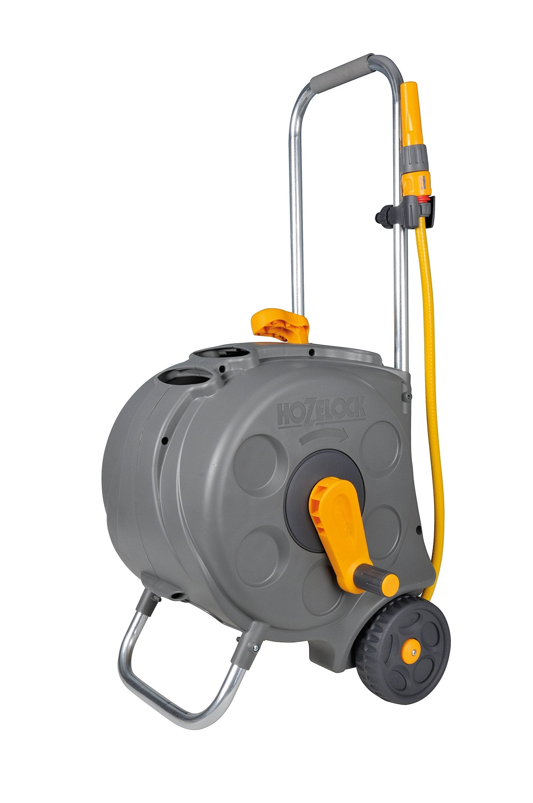 HOZELOCK - Compact Cart Reel 30m : Stable, Sturdy Reel on Wheels, Easy to Assemble and Use, Large Winding Handle, Enclosed Casing, Supplied with all