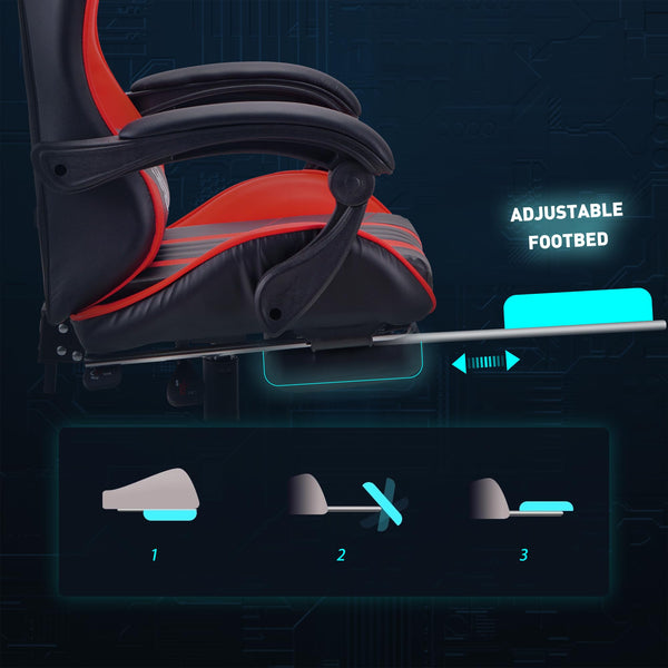 Play haha.Ergonomic reclining seat with footrest adjustable headrest and lumbar cushion high back support padded armrests PU leather finish for gaming home or office use