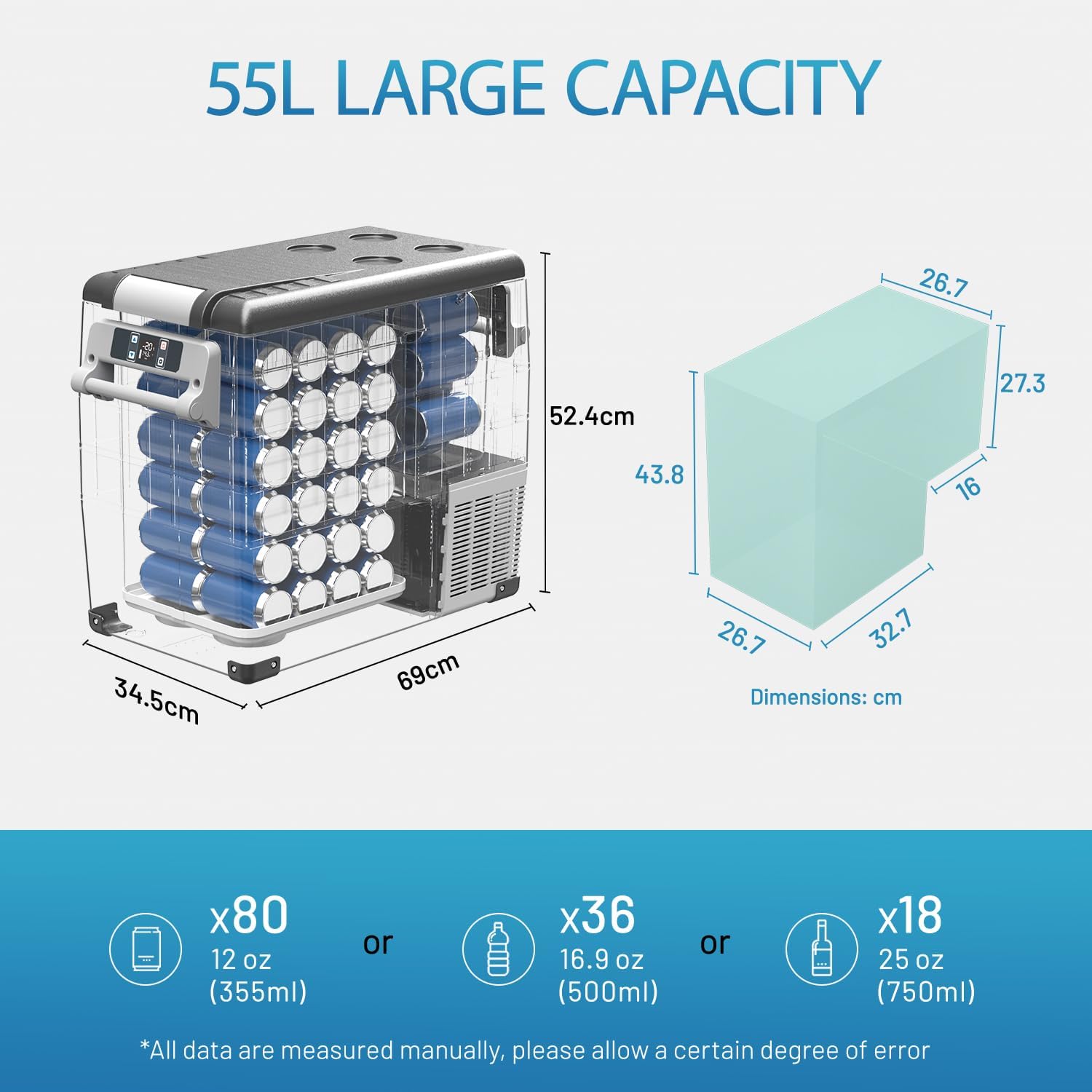 Alpicool CF45 45L Compressor Car Refrigerator, Portable Camping Fridge DC 12v Freezer for TruckCampervanRVBoat, -20℃ to 20℃