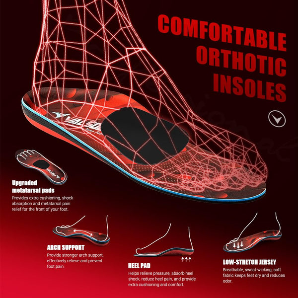 VALsole Orthotic Insole,Arch SupportFor Insole,Plantar FasciitisInsole,for OverPronation,Flat Feet,Metatarsalgia,Heel Pain, Insoles for Men and Women,Blue (UK 9-28cm, Blue-V227)