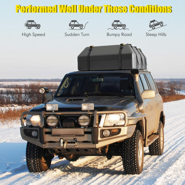 COSTWAY 15/21 Cubic Feet Car Roof Bag, 100% Waterproof Roofing Cargo Carrier with Anti-Slip Mat, Combination Lock & Straps, Rooftop Luggage Storage Box (Black, 21 Cubic Ft/600L)