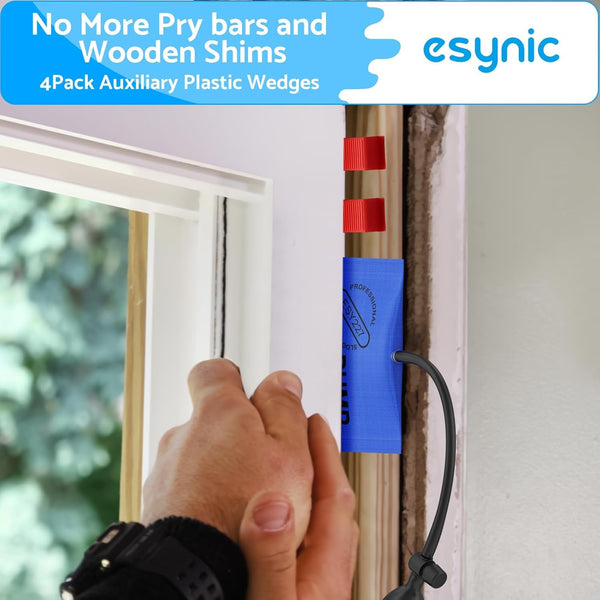 eSynic 3Pack Air Wedge Pump up Bag Inflatable Wedge Winbags Smooth TPU Air Bags for Lifting Door Air Wedge Door Lifter Pump Load-Bearing 297 Pounds/134KG with 4 Plastic Wedges-Blue