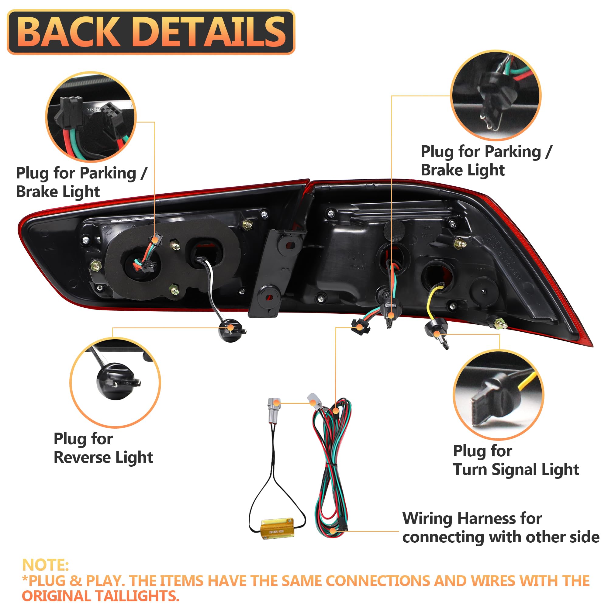 LED Rear Lights compatible with Lancer & EVO X 2008-2020 (Not Fit fortis/io), w/Amber Sequential indicator, Driver & Passenger Side - Red