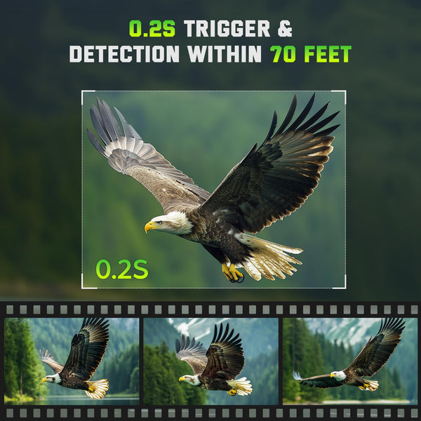 Wildlife Camera - 4K 64MP WiFi Trail Cameras With Night Vision Motion Activated Waterproof IP66 with 32GB SD Card, Garden Camera Solar Power, Built-in Rechargeable Battery, 0.2s Trigger