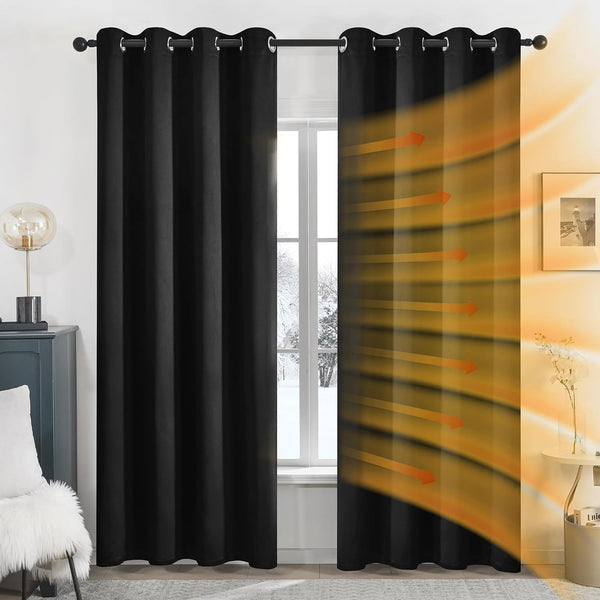Deconovo Blackout Curtains Eyelet Super Soft Thermal Insulated Ring Top Blackout Curtains for Nursery 46 x 54 Drop Inch Dark Grey 2 Panels