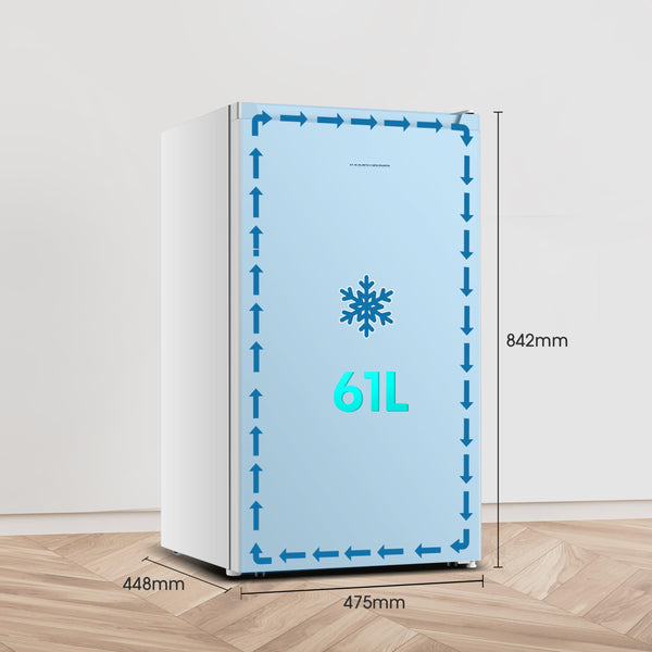 Fridgemaster MUR4545 Small Table Top 45cm Mini Fridge - 45 L - Mechanical Control with Adjustable Thermostat - Reversible Door - 39 dB Low noise - Broad Climate Design - White - E Rated