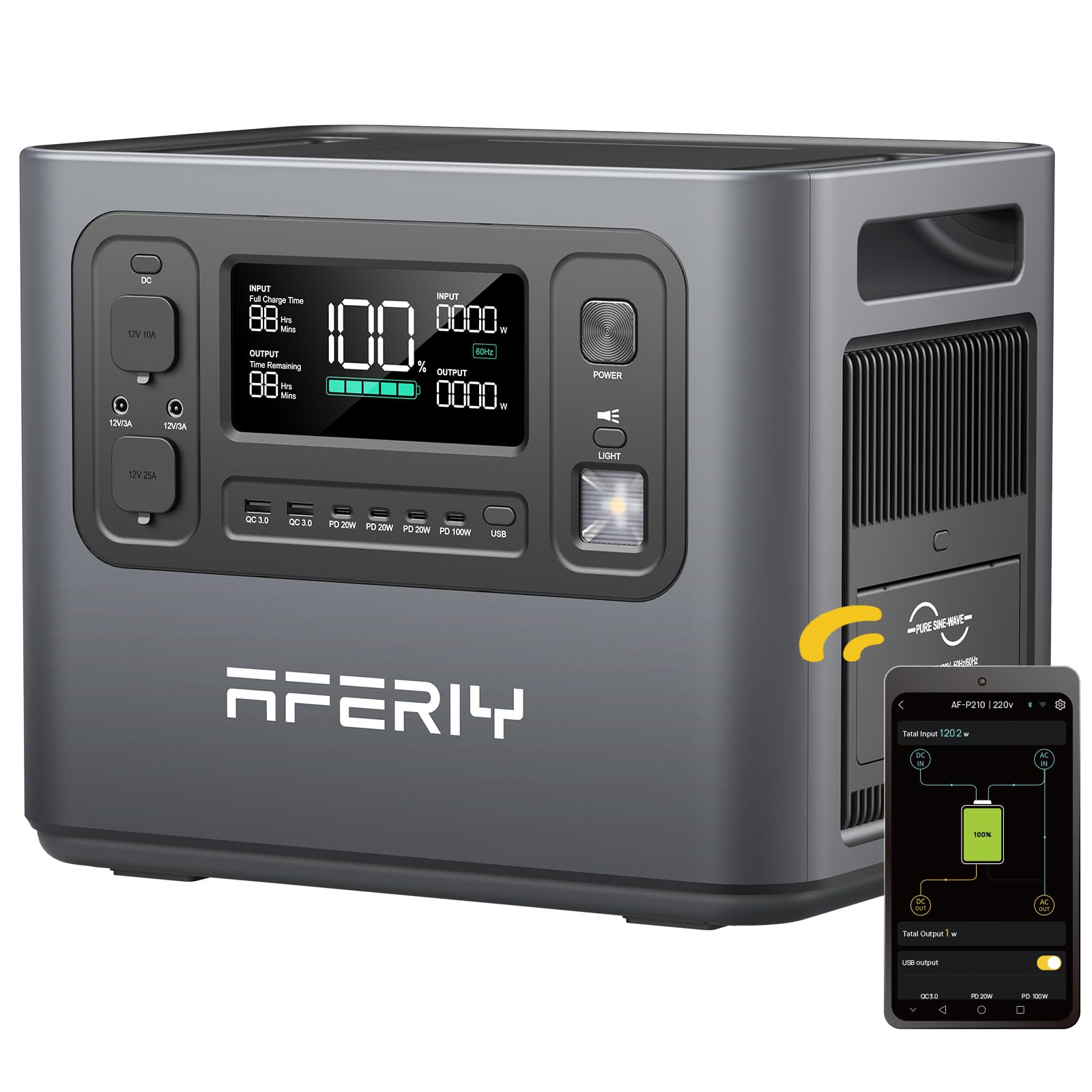AFERIY Portable Power Station 800W, 512Wh Portable Power Station LiFePo4 Battery, 1-Hour Fast Charging, AC 220V-240V, UPS, 3500+ Charge Cycles, Solar Generator for Outdoor Camping/RV/Home Backup