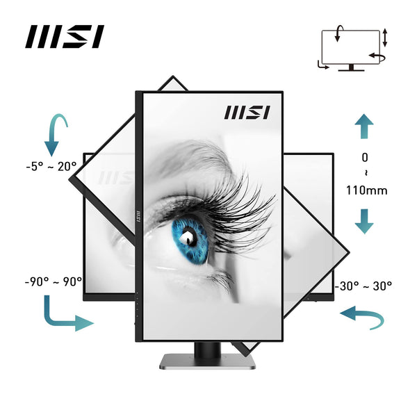 MSI PRO MP273QW E2 27 Inch WQHD Office Monitor - 2560 x 1440 IPS Panel, 100 Hz, Eye-Friendly Screen, Built-in Speakers, Tilt-Adjustable - HDMI 2.0b, DP (1.2a)