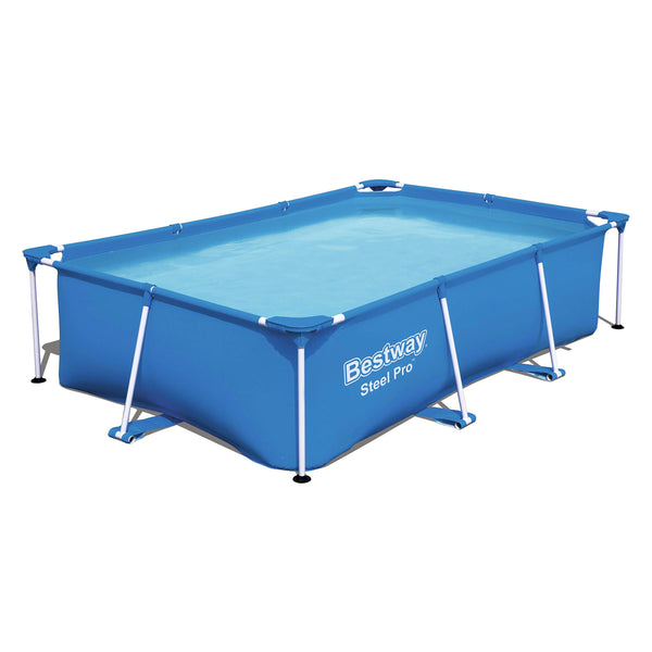 Bestway 56401 Steel Pro Pool | Swimming Pool, Rectangle Above Ground Fast Set Pool, Children’s Detachable Pool, Multiple Sizes, Blue, 221 x 150 x 43 cm