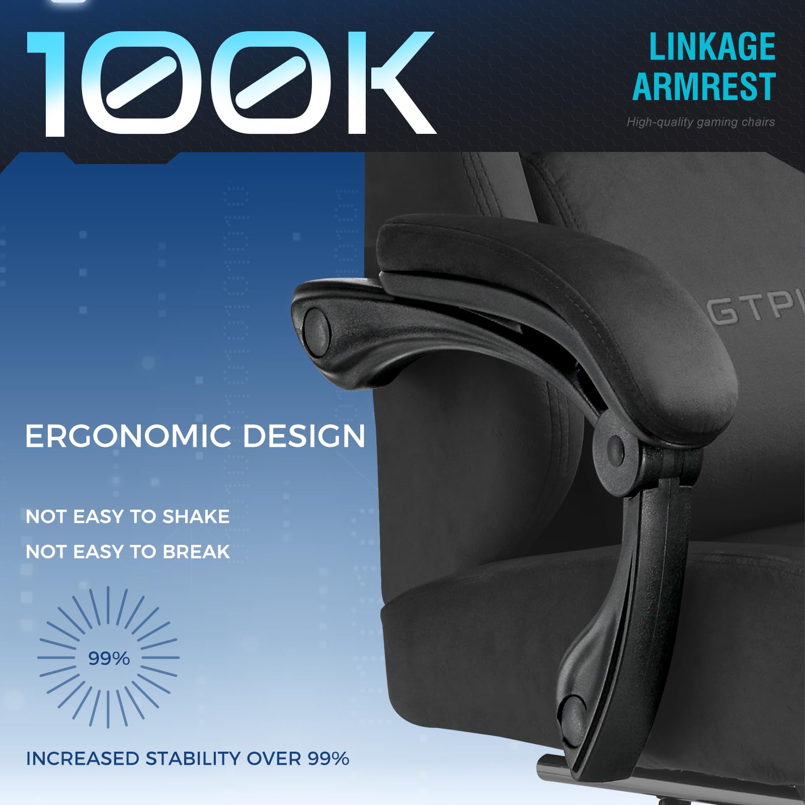 GTPLAYER Fabric Gaming Chair, Ergonomic Computer Chair with Footrest and Lumbar Support Height Adjustable Home Office with 360°-Swivel Seat and Headrest