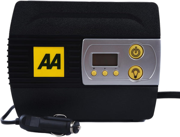 AA 12V Digital Tyre Inflator AA5502 – For Cars Other Vehicles Inflatables Bicycles - Shows PSI BAR KPA 3-100 PSI – Includes Adaptors, Black
