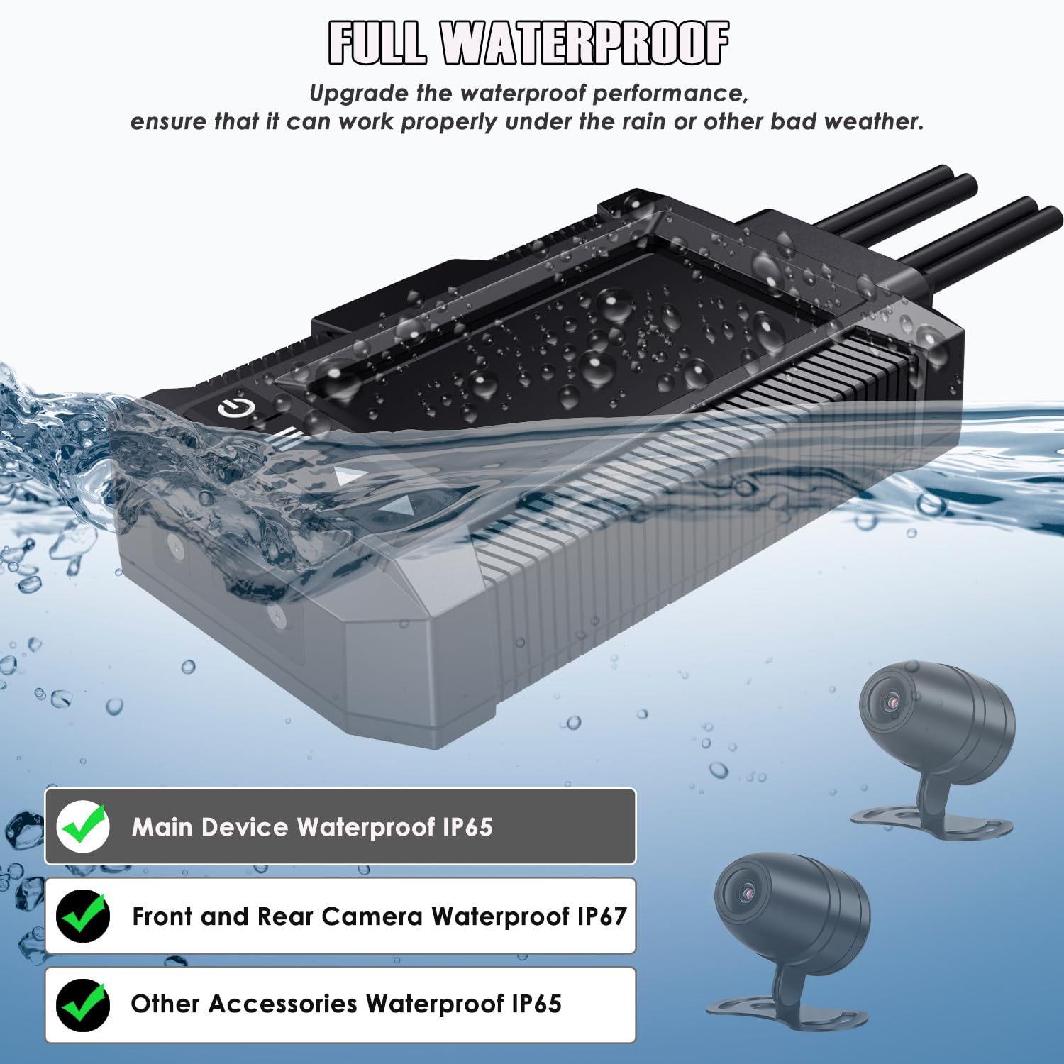 ydi Motorbike Dash Cam, New Upgraded Motorcycle Waterproof Camera 3'' LCD Front and Rear Camera FHD 1080P Wide Angle 150° with Built-in GPS, Wi-Fi, Wired Control, Max up to 256GB