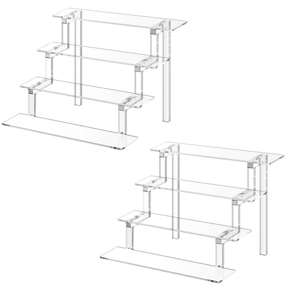 Janaden Acrylic Display Stands Perfume Organizer Risers Shelf for Pop Figures, Cupcake Dessert Stand, Clear Shelves for Small Collectibles - 2 Pieces