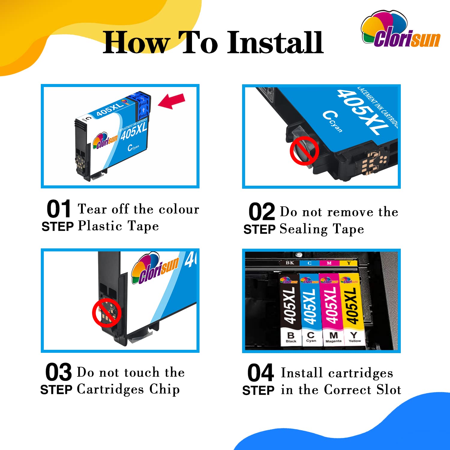 Clorisun 405XL Black Ink Cartridges for Epson 405XL 405 XL Ink for Epson Workforce Pro WF-4820DWF WF-3820 WF-7310 WF-7840DTWF WF-4830DTWF WF-3825DWF WF-4825DWF WF-7835DTWF Printer(2 Black)