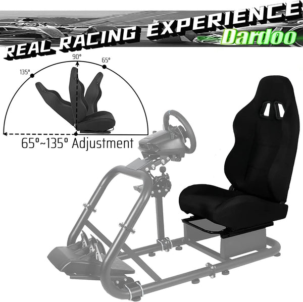 Dardoo Ergonomic Racing Seat with Adjustable Double Slide Simulator Cockpit Racing Gaming Seat Adapt Gaming Simulator Cockpit Racing Wheel Stand Video Game Chairs With Lumbar Support Black