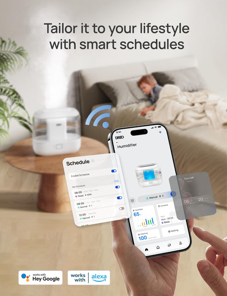 Dreo Smart Humidifier for Bedroom, 4L Cool Mist Humidifier for Home Baby, Humidity Sensor, Auto Mode, 32H Last, Oil Diffuser, 28dB Quiet Ultrasonic