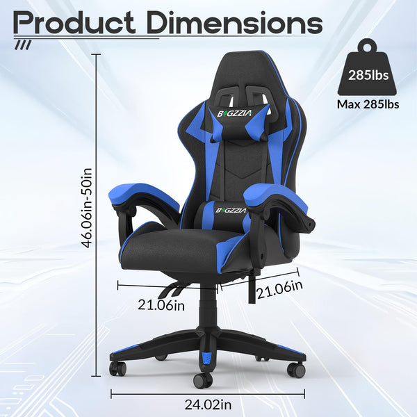 Gaming Chair, Ergonomic Gaming Chair with Heated Seat, Height Adjustable Reclining Video Game Chair with Headrest and Lumbar Support, Big and Tall Gaming Chair for Adults (Basics, Black/Grey)