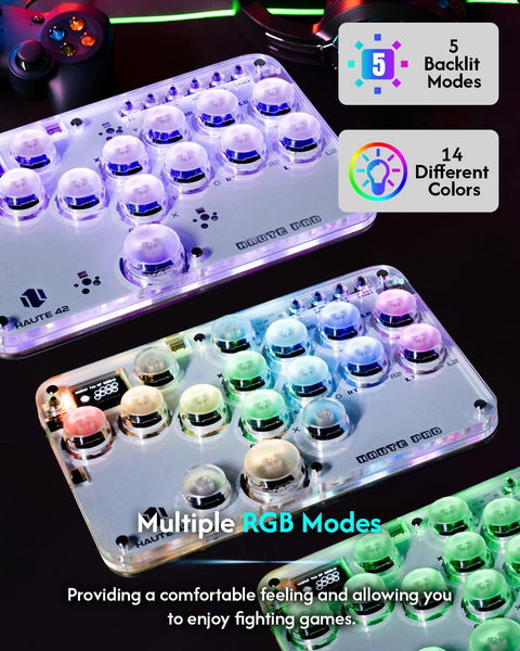 Sehawei Haute42 Arcade Stick 16Keys All-Button Gamerfinger with Custom RGB & Turbo Functions,Arcade Controller Street Fight for PC/Ps3/Ps4/Switch/Steam Game Keyboard-Supports Hot Swap & SOCD