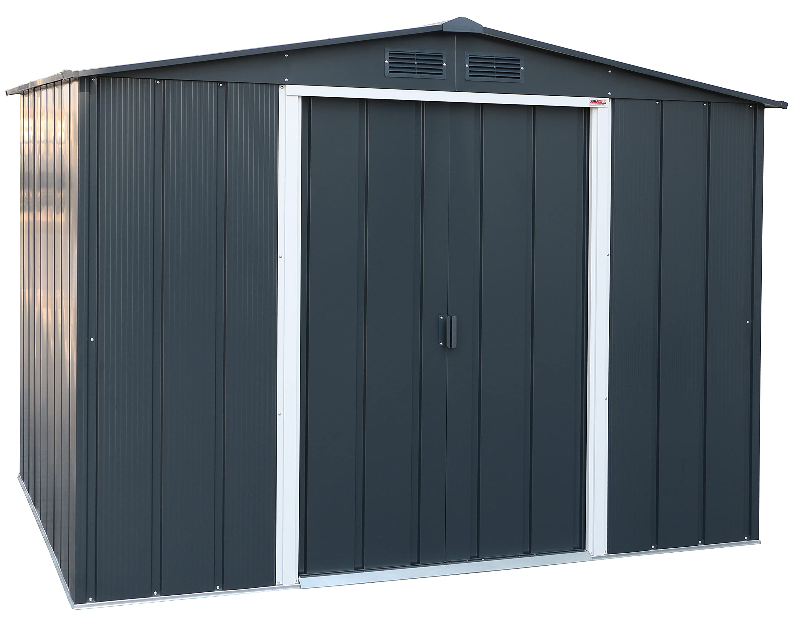 Duramax ECO 8 x 8 (6.35 m2) Metal Garden Storage Shed, Hot-Dipped Galvanized Metal Garden Shed, Tool Storage Shed, Strong Reinforced Roof Structure, Maintenance-Free Metal Shed, Anthracite