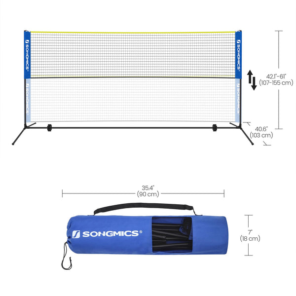 SONGMICS 3 m Badminton Net, Volleyball Net, Adjustable Poles Height, Portable Set for Tennis