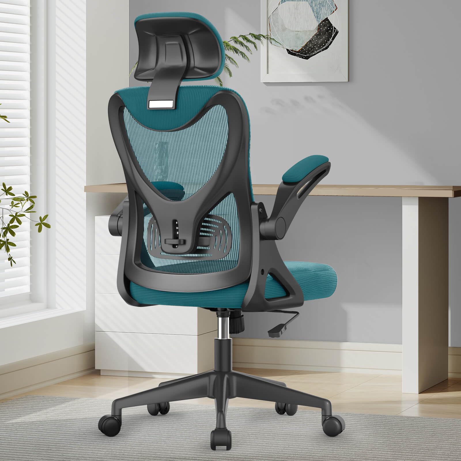Office Chair - Ergonomic Desk Chair with Lumbar Support Headrest Adjustable, Padded Flip-up Armrests Comfy Seat Cushion High Back Executive Manager Chair For Home Office