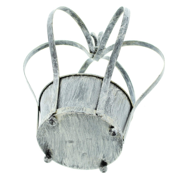 Frank Flechtwaren 229815: Planter"Crown" in Distressed Look Metal in Black 30 CM Large, for direct planting