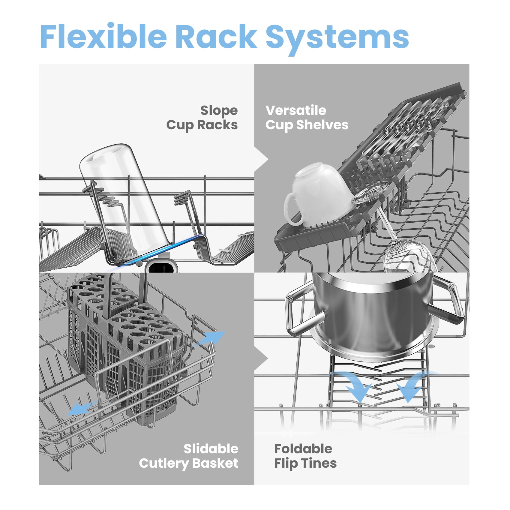 COMFEE' Freestanding Dishwasher CDWEF1034BW-UK 45cm Width, Slimline Dishwasher with 10 place settings, Quick Wash, Hygiene Wash, Delay Start, Half Load, Adjustable Basket - White