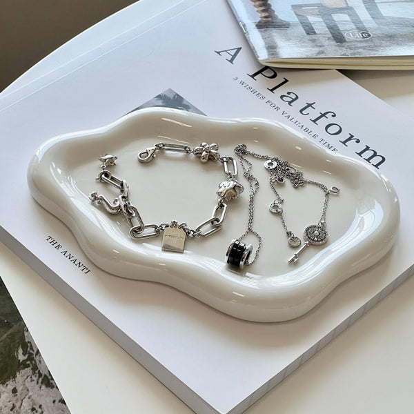 CESTATIVO Jewellery Dish, Jewellery Tray, Trinket Tray, Ring Dish Tray, Small Key Tray, Ceramic Tray, Aesthetic Vanity Decor, Mother's Day, Christmas,