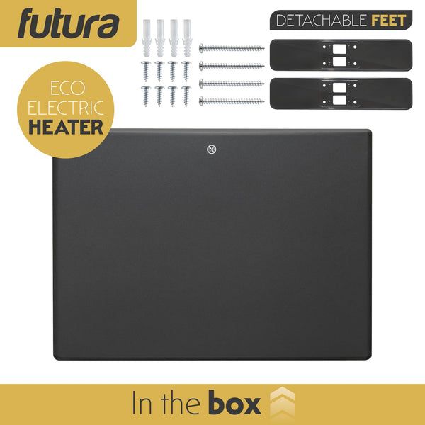 Futura 2000W Grey Electric Radiator Heaters for Home, Bathroom Safe Electric Heater Setback Timer Lot 20 & Advanced Thermostat Control Wall Mounted or Floor Standing Low Energy Panel Heater
