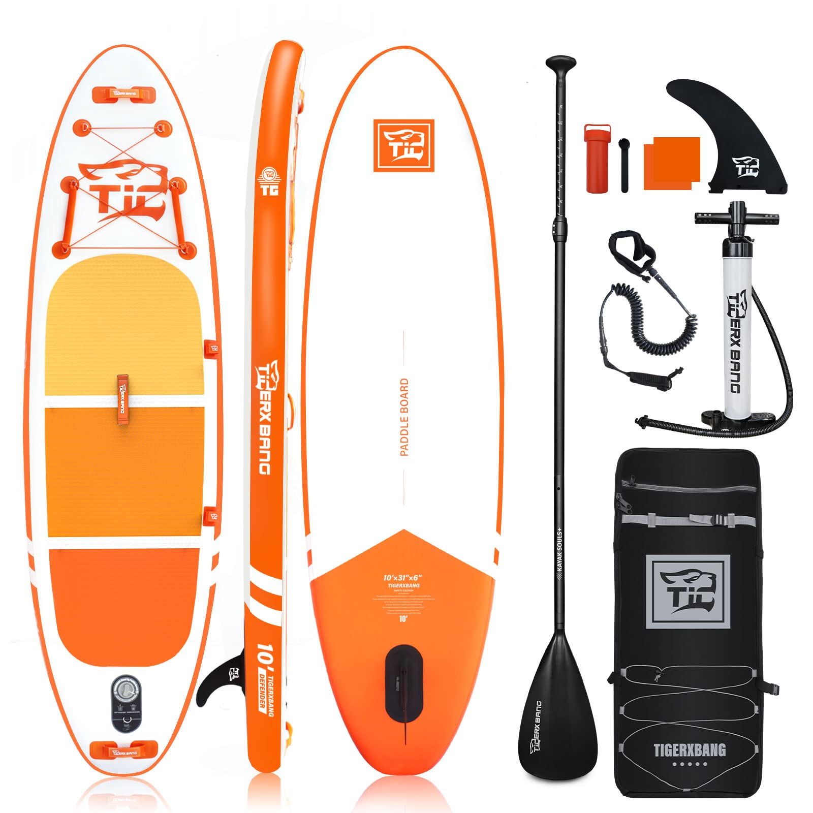 TIGERXBANG Stand Up Paddle Boards 10'6" x 32" x 6"丨10' x 31" x 6" with Premium SUP Board Accessories, Inflatable Paddle Boards for Adults/Kids Stand Up PaddleBoarding