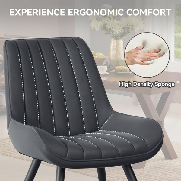 Hawthyhome Dining Chairs Set of 4 |Upholstered Chairs with 10cm Thick Seat Cushion •Upholstered Fabric Dining Chair •Kitchen Chair with Backrest •Modern Armchairs with Metal Legs •Dark Grey