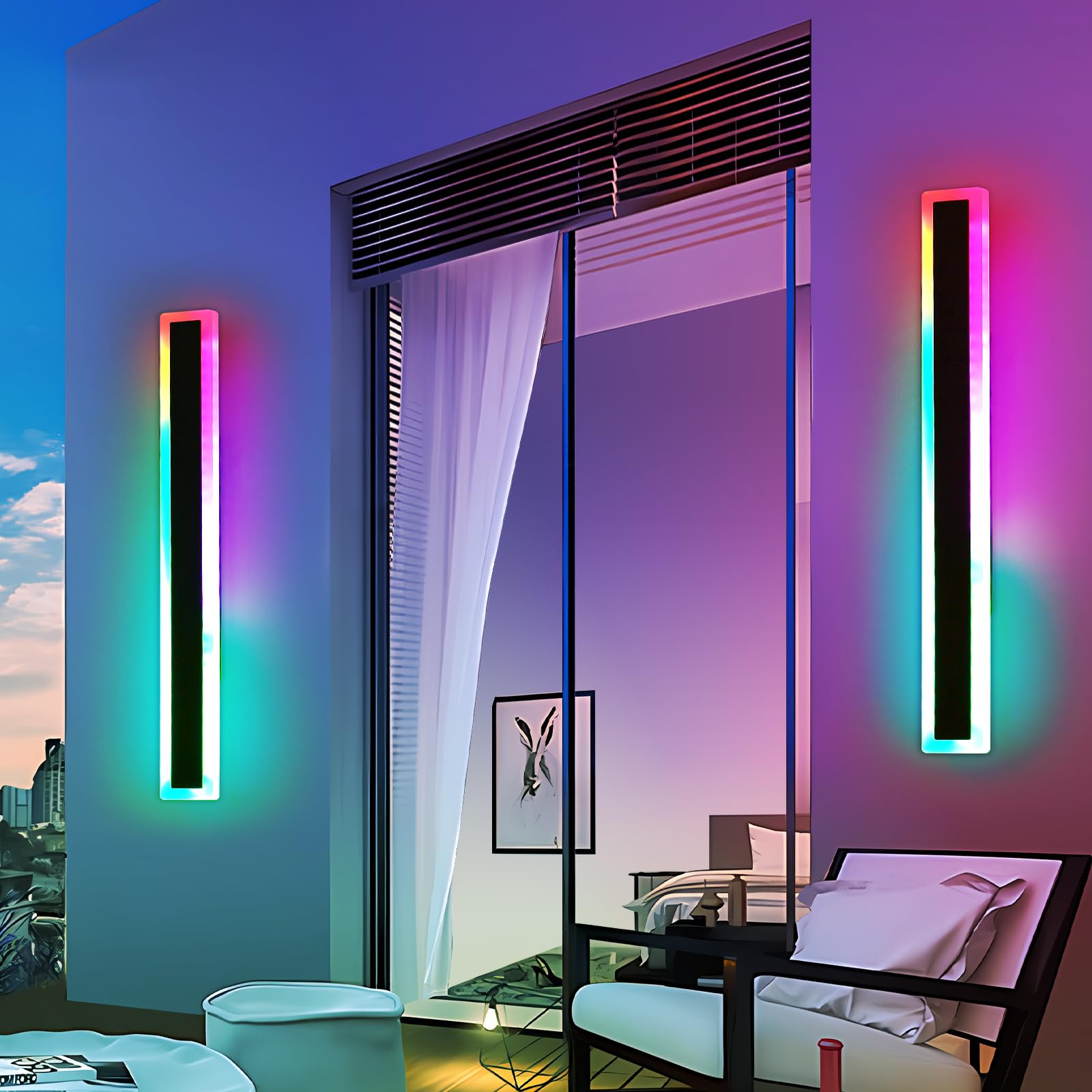 Mikeru 6500k Cool White Outdoor Wall Light, 150cm Modern Porch Wall Light, LED Vertical Long Acrylic Garden Fixture, IP65 Waterproof for Balcony, Living Room, Garage, Patio