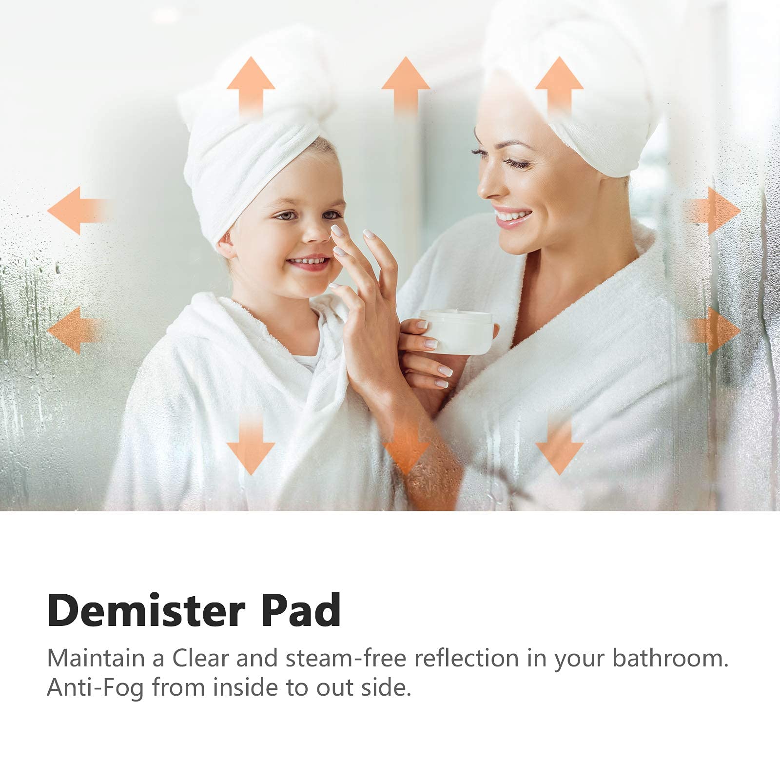 EMKE 450 X 600 mm Backlit Illuminated Bathroom Mirror, Wall Mounted Multifunction Bathroom Vanity Mirror with LED Lights and Demister Pad,