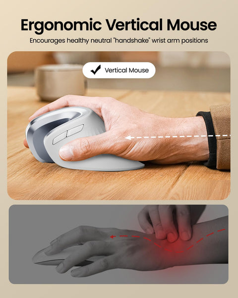ProtoArc EM11 NL Ergonomic Mouse, Wireless Vertical Mini Mouse Rechargeable Optical Mice with Multi-Device (2*Bluetooth + USB Connection), 3 Adjustable DPI for Computer, iPad, Mac, Windows Black