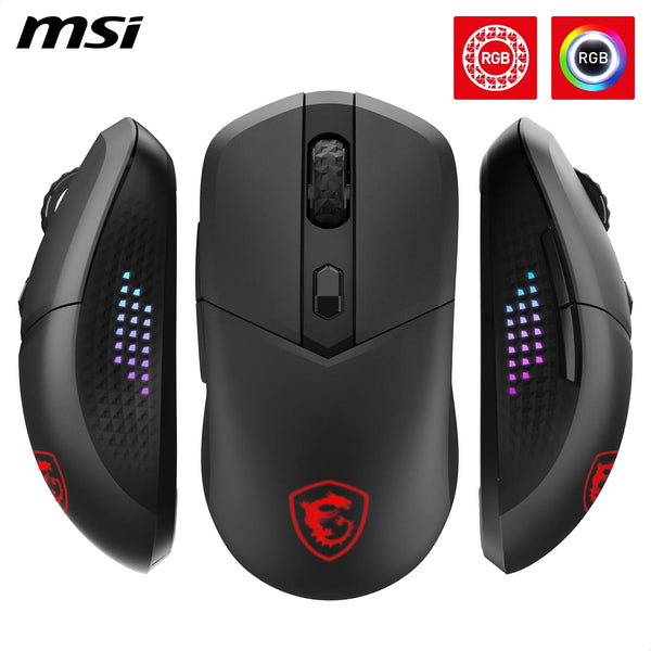 MSI CLUTCH GM51 LIGHTWEIGHT Gaming Mouse - 26000 DPI Optical Sensor, Elite 0.125ms Latency, 60M+ Click OMRON Switches, 6-Buttons, FriXionFree Cable, RGB Diamond LightGrips, 75g - Wired
