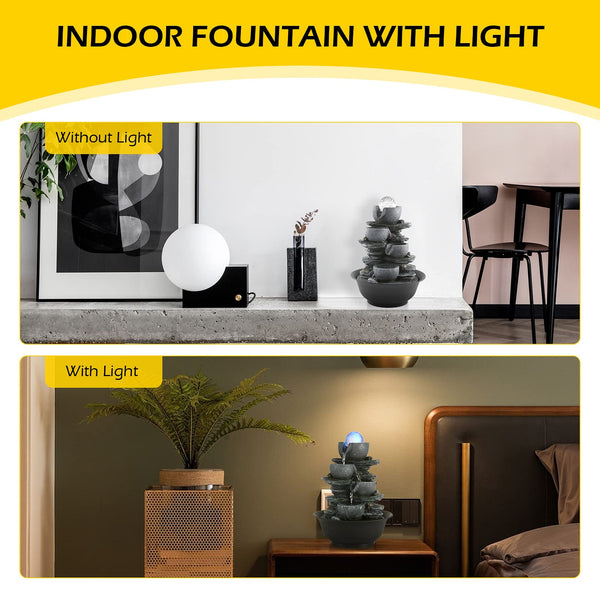 Dyna-Living Indoor Fountain, Tabletop Water Fountain, Water Fountain with LED Crystal Ball, Indoor Water Feature for Home Office Decor