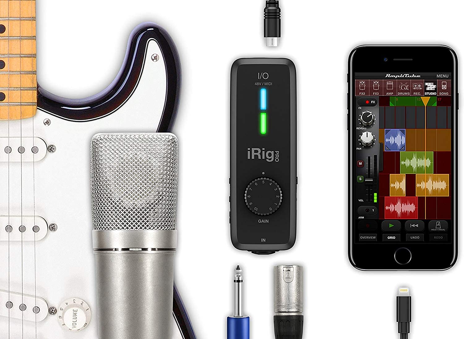 IK Multimedia iRig Pro I/O - Fully Equipped Pocket Audio, MIDI Interface, Recording Studio Quality Sound, 24 bits/96 kHz, Additional Essential Functions for Mobile Recording(Black)